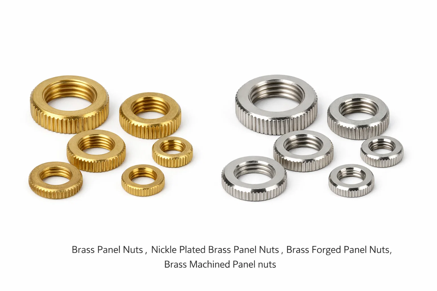 Brass Spacers, Brass Nuts, Brass Panel Nuts, Nickle plated Brass Panel Nuts ,Brass Forged Panel Nuts, Brass Machined Panel nuts