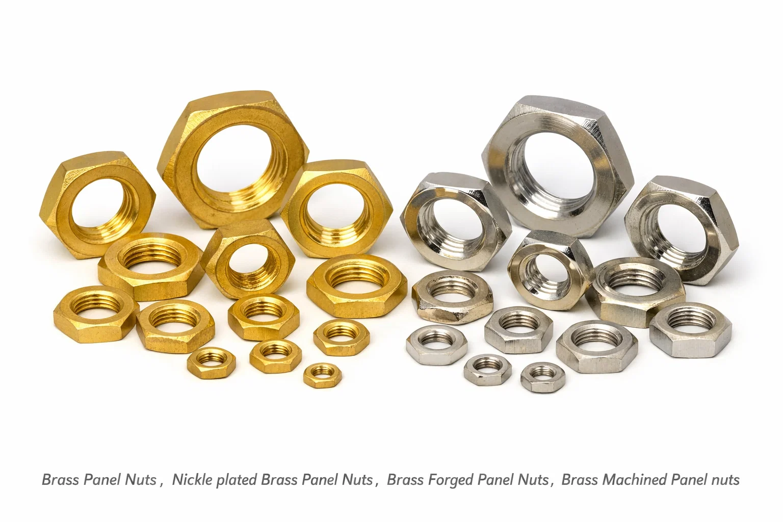 Brass Panel Nuts, Nickle plated Brass Panel Nuts ,Brass Forged Panel Nuts, Brass Machined Panel nuts