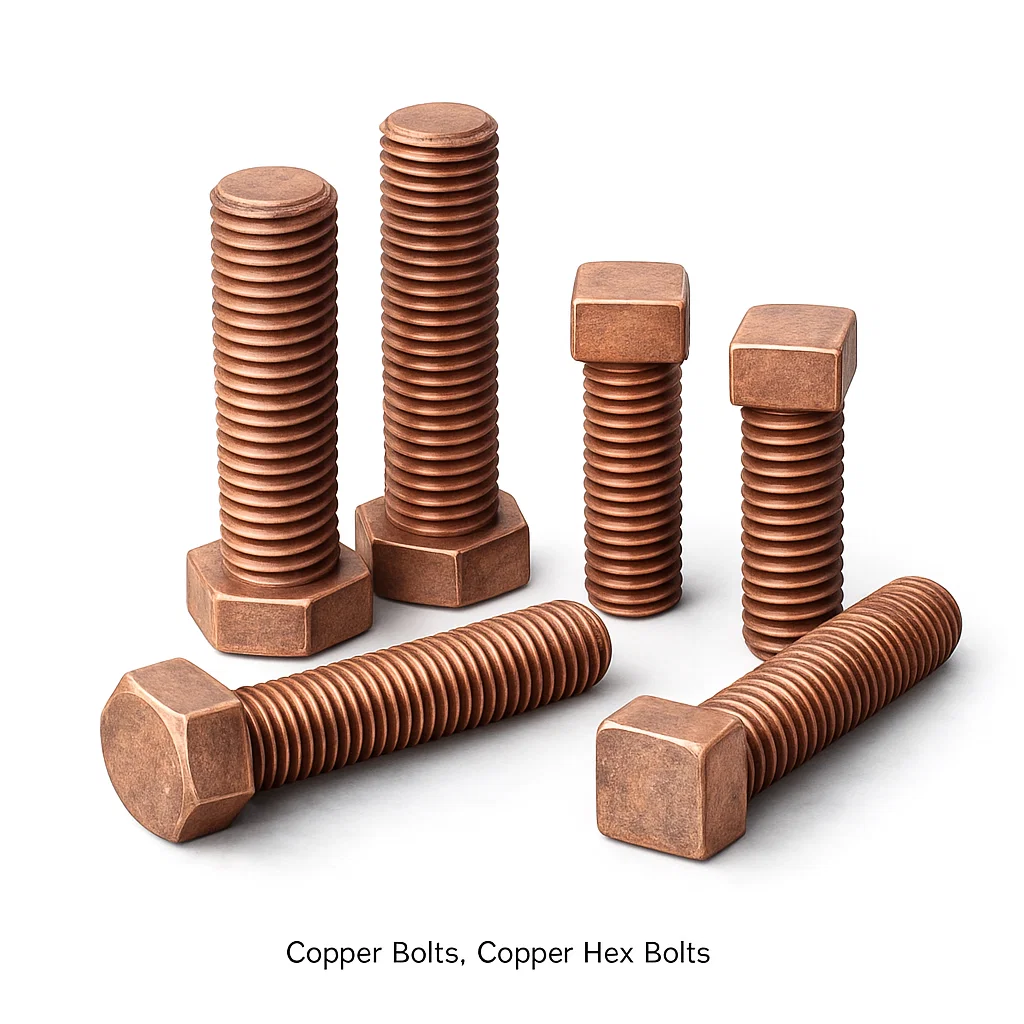 Copper Bolts, Copper hex bolts, Copper square bolts