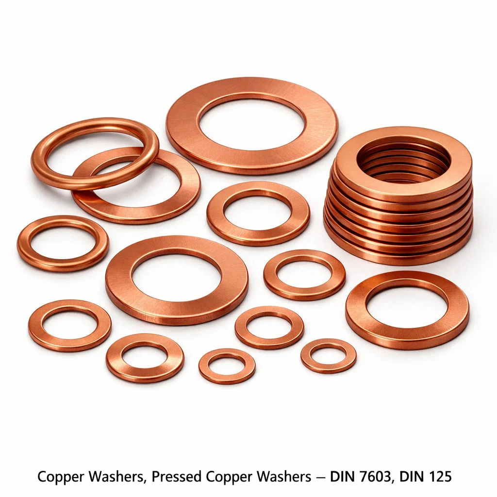 Copper Washers, Pressed Copper Washers – DIN 7603, DIN 125