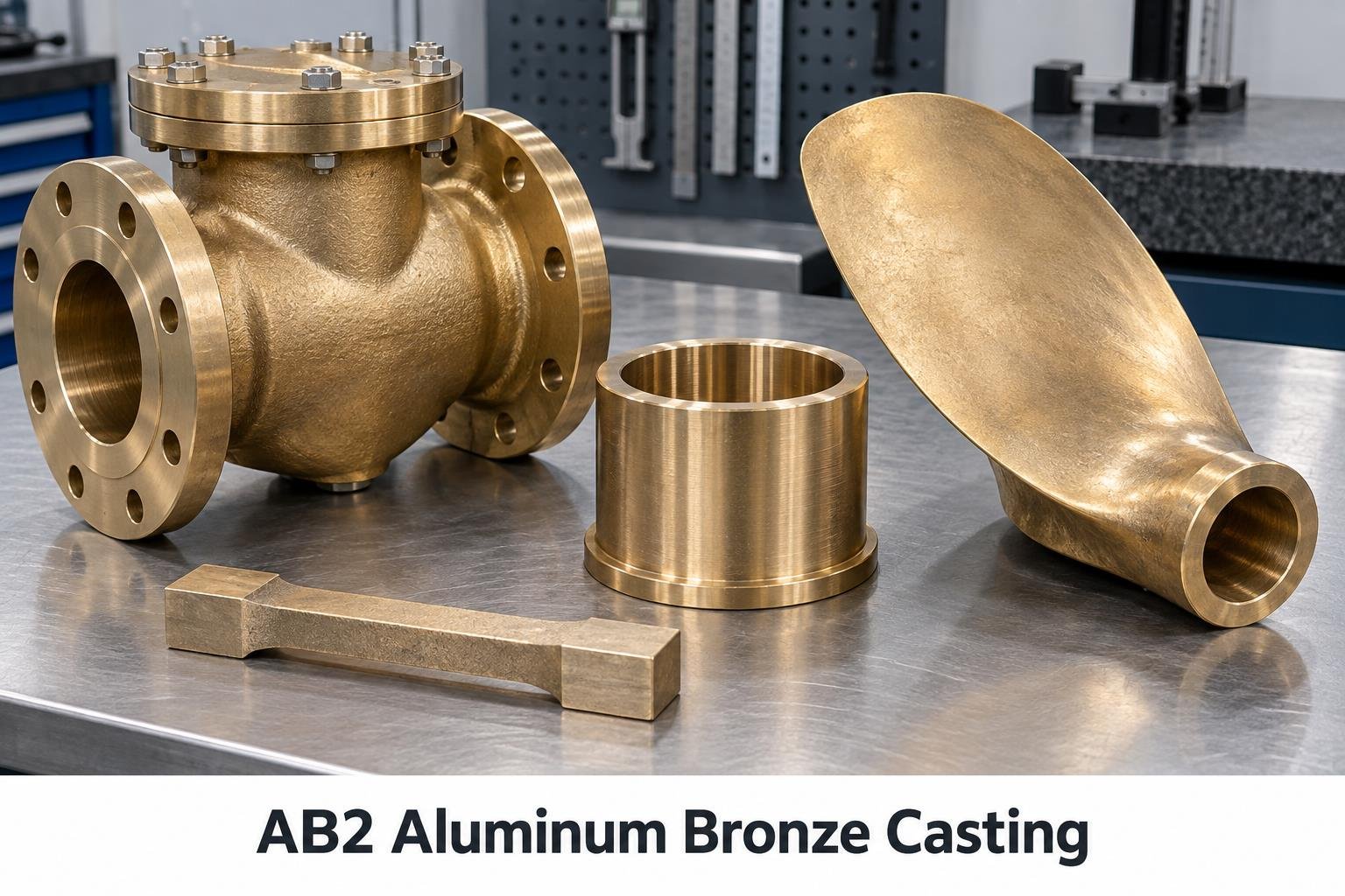 AB2 Aluminum Bronze Casting ring and sectioned component illustration