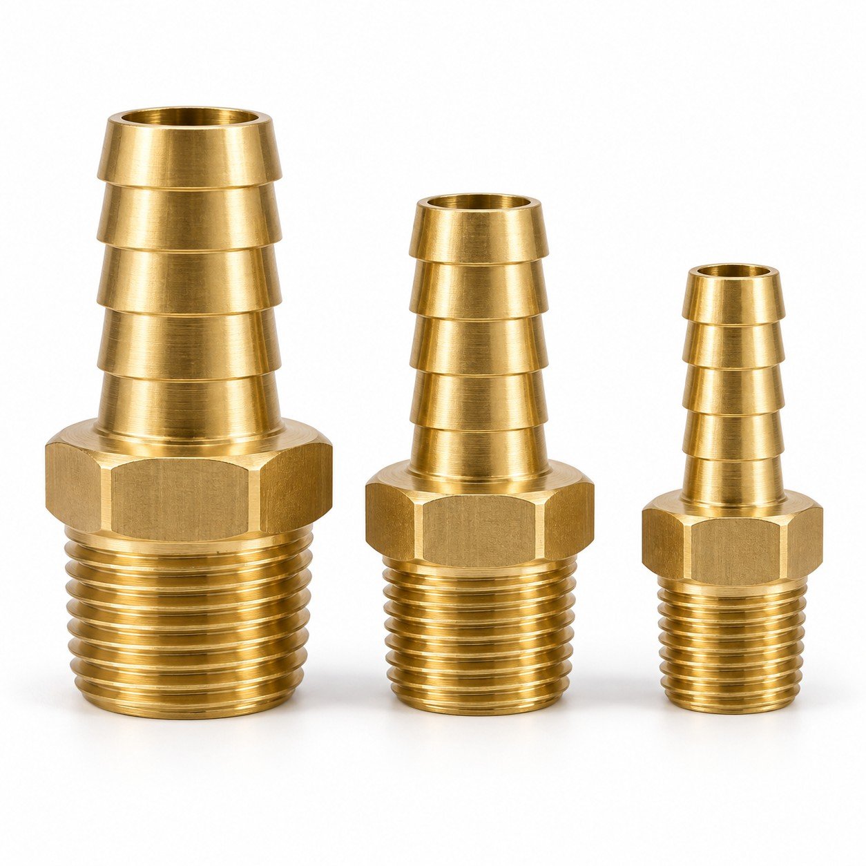 Brass BSPT Hose Tails - Hose Nipples hose stem and threaded connection variants