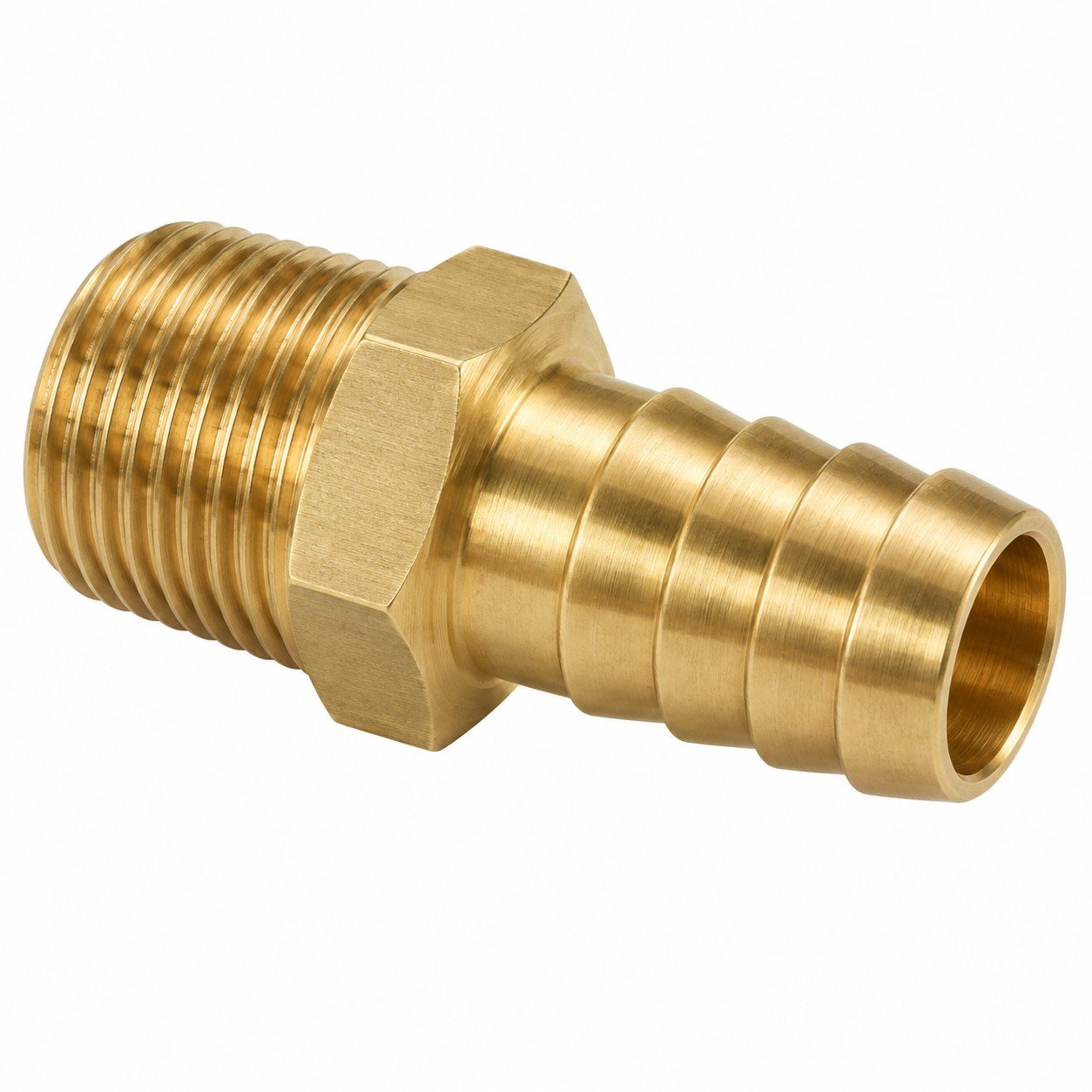 Brass NPTF Hose Barbs with male tapered NPTF dryseal connection