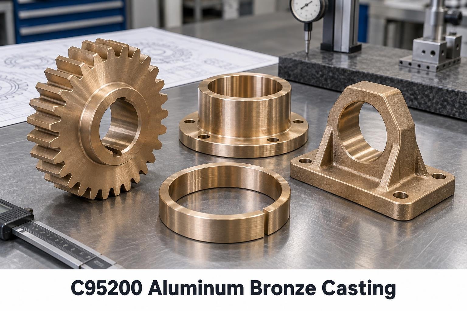 C95200 Aluminum Bronze Casting ring and sectioned component illustration