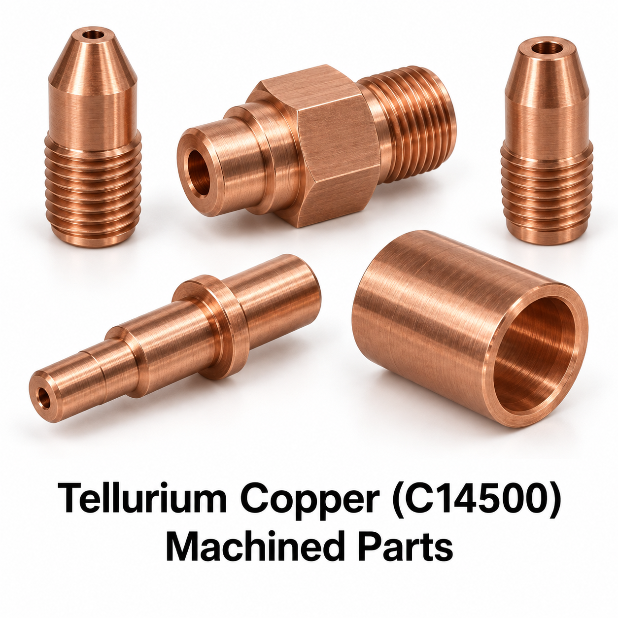 Representative C14500 tellurium copper machined components